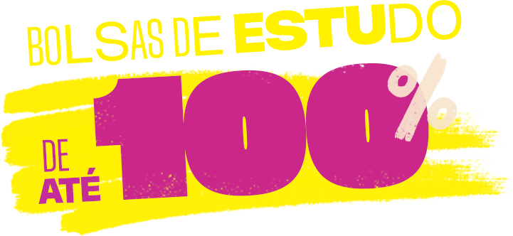 letreiro visual escrito bolsas de estudo de até 100%